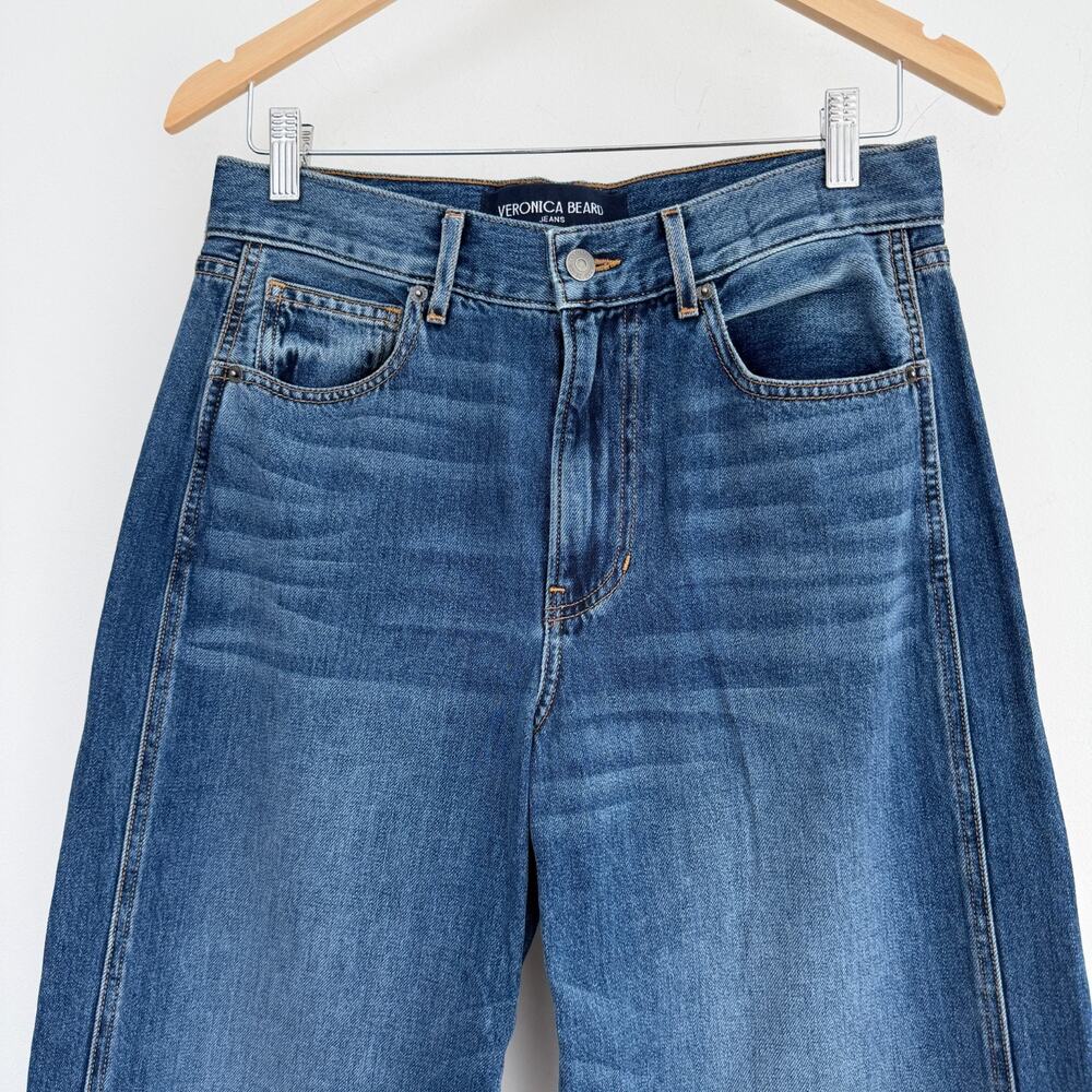 Veronica Beard Jeans Womens 27x32 Kasey Wide Leg Mid Rise City Stroll USA Made - Picture 2 of 13